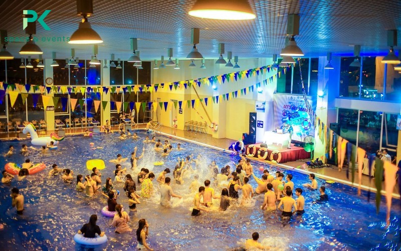 Night pool party